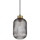 Ideal Lux Myff Steel Small Reeded Glass Pendant Light