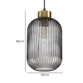 Ideal Lux Myff Steel Medium Reeded Glass Pendant Light