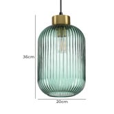 Ideal Lux Myff Steel Medium Reeded Glass Pendant Light