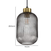 Ideal Lux Myff Steel Small Reeded Glass Pendant Light
