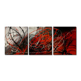 Decor Abstract Art 3 Piece Abstract Canvas Painting in Red