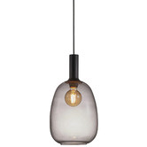Nordlux Alton Aluminium &amp; Smoked Glass Small Pendant Light