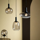 Nordlux Alton Aluminium &amp; Smoked Glass Small Pendant Light