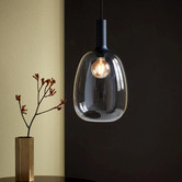 Nordlux Alton Aluminium &amp; Smoked Glass Small Pendant Light