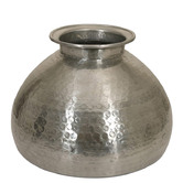 Global Gatherings Silver Caub Hammered Aluminium Vase