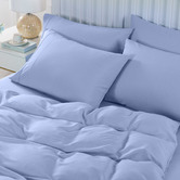 Chiswick Living 6 Piece Light Blue Bamboo &amp; Microfibre Quilt Cover &amp; Fitted Sheet Set