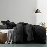 Chiswick Living Charcoal Aelia Cotton Quilt Cover Set