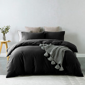 Chiswick Living Charcoal Aelia Cotton Quilt Cover Set