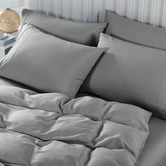 Chiswick Living 6 Piece Mid Grey Bamboo &amp; Microfibre Quilt Cover &amp; Fitted Sheet Set