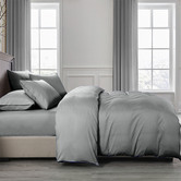 Chiswick Living 6 Piece Mid Grey Bamboo &amp; Microfibre Quilt Cover &amp; Fitted Sheet Set