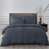 Chiswick Living 6 Piece Charcoal Bamboo &amp; Microfibre Quilt Cover &amp; Fitted Sheet Set
