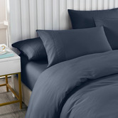 Chiswick Living 6 Piece Charcoal Bamboo &amp; Microfibre Quilt Cover &amp; Fitted Sheet Set