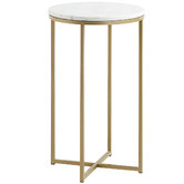 Linea Furniture Luxe Lara Metal &amp; Marble Side Table