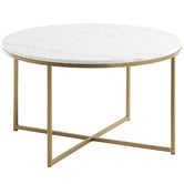 Linea Furniture Luxe Lara Metal &amp; Marble Coffee Table