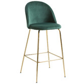 Linea Furniture 65cm Colette Gold Leg Velvet Barstools | Temple & Webster