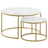 Linea Furniture 2 Piece Torlef Faux Marble Nesting Coffee Table Set