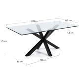 Linea Furniture Clear Weiss Glass Dining Table