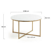 Linea Furniture Luxe Lara Metal &amp; Marble Coffee Table
