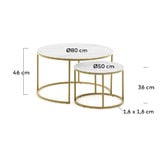 Linea Furniture 2 Piece Torlef Round Faux Marble Nesting Coffee Table Set