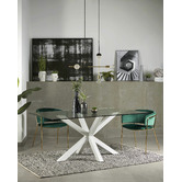 Linea Furniture Clear &amp; White Halvor Dining Table