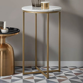 Linea Furniture Luxe Lara Metal &amp; Marble Side Table
