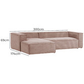 Linea Furniture Cordelia 3 Seater Corduroy Sofa with Chaise