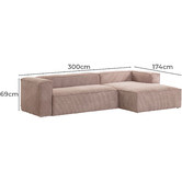 Linea Furniture Cordelia 3 Seater Corduroy Sofa with Chaise