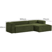 Linea Furniture Cordelia 3 Seater Corduroy Sofa with Chaise