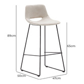 Linea Furniture 65cm Sumara Chenille Barstools