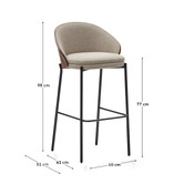 Linea Furniture 77cm Hudson Upholstered Barstools