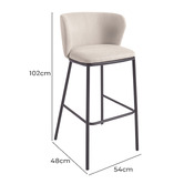 Linea Furniture 75cm Carter Chenille Barstools