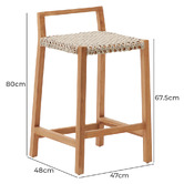 Linea Furniture 67.5cm Ilario Teak Wood Outdoor Bar Stool