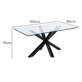 Linea Furniture Laurent Tempered Glass Dining Table