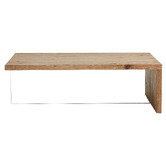 Linea Furniture Zinnia Glass &amp; Oak Wood Coffee Table