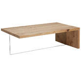 Linea Furniture Zinnia Glass &amp; Oak Wood Coffee Table