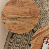 Linea Furniture 2 Piece Natural Ison Acacia Wood Side Table Set