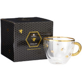Ashdene Honey Bee 350ml Double Wall Glass Teacup