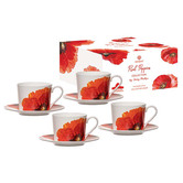 Ashdene Red Poppies 250ml Teacups &amp; Saucers