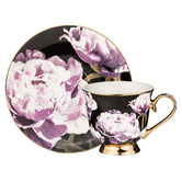 Ashdene 4 Piece Dark Florals 180ml Cup &amp; Saucer Set