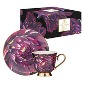 Ashdene Dark Florals Purple Flame 180ml Cup &amp; Saucer
