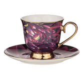 Ashdene Dark Florals Purple Flame 180ml Cup &amp; Saucer