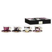 Ashdene 4 Piece Dark Florals 180ml Cup &amp; Saucer Set