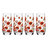 Ashdene Red Poppies 540ml Highball Glasses