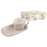 Ashdene 2 Piece Cream Elegant Rose 440ml Mug &amp; Plate Set