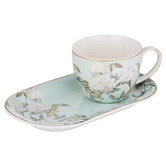 Ashdene 2 Piece Mint Elegant Rose 440ml Mug &amp; Plate Set