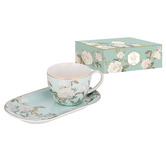 Ashdene 2 Piece Mint Elegant Rose 440ml Mug &amp; Plate Set