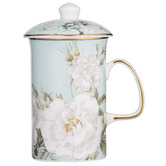Ashdene Mint Elegant Rose 370ml Mug with Lid &amp; Infuser