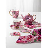 Ashdene 5 Piece Pink Dahlia Bold Blooms Teapot &amp; Cup Set