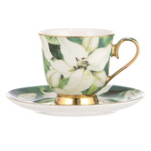 Ashdene White Lily Bold Blooms 180ml Cup &amp; Saucer