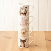 Ashdene 4 Piece Farmyard Faces 330ml Stackable Mug Set